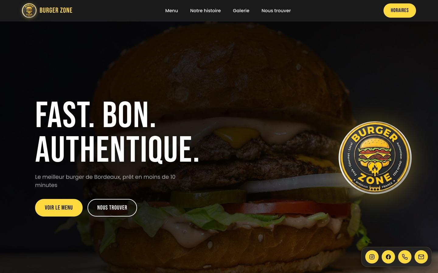 Capture du site Burger Zone